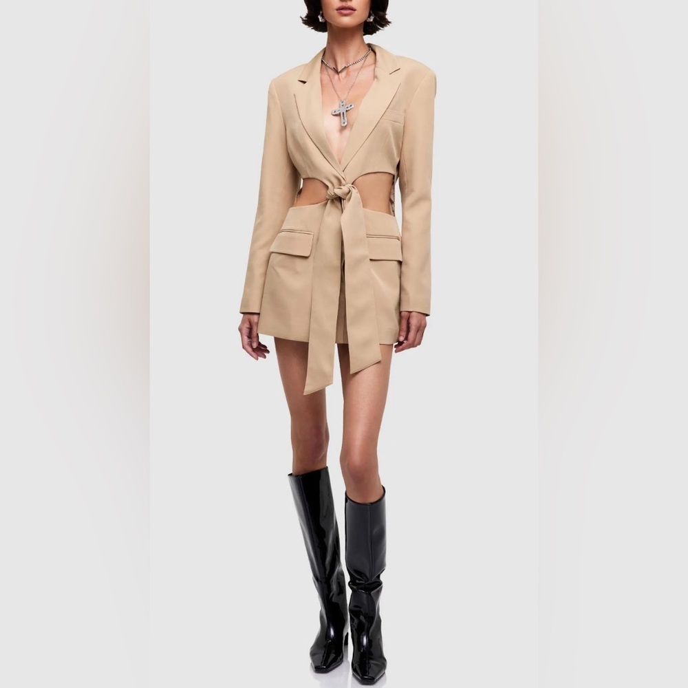 LA Confidential Cutout Blazer Dress in Camel